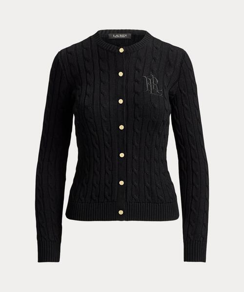 LAUREN RALPH LAUREN(ローレン ラルフ ローレン)の「ケーブルニット コットンブレンド カーディガン(カーディガン/ボレロ・レディース・ブラック系1・M/L/XL)」の9枚目の写真
