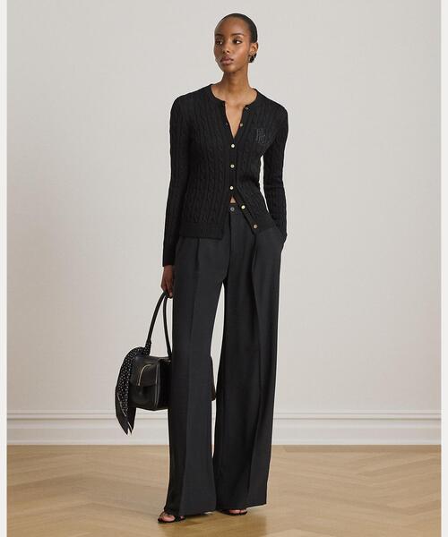 LAUREN RALPH LAUREN(ローレン ラルフ ローレン)の「ケーブルニット コットンブレンド カーディガン(カーディガン/ボレロ・レディース・ブラック系1・M/L/XL)」の8枚目の写真