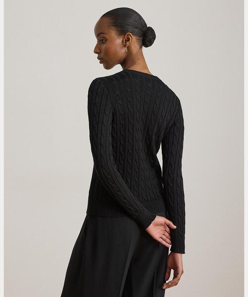 LAUREN RALPH LAUREN(ローレン ラルフ ローレン)の「ケーブルニット コットンブレンド カーディガン(カーディガン/ボレロ・レディース・ブラック系1・M/L/XL)」の7枚目の写真