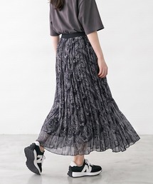 総柄プリーツロングスカート