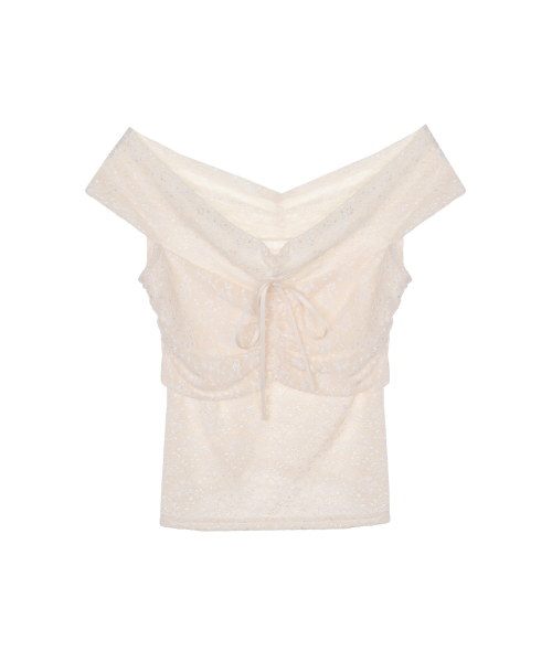NICK&NICOLE(ニックアンドニコール)の「DRAPED LACE CAMI TOP_CREAM(Tシャツ/カットソー・レディース・その他・FREE)」の1枚目の写真