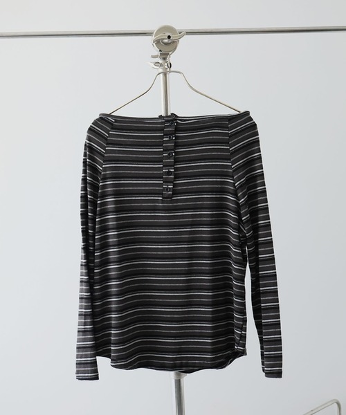 Ulysses(ユリシス)の「ヘンリーネックオフショルボーダーカットソー(Tシャツ/カットソー・レディース・ベージュ/ブラック・S/M)」の18枚目の写真