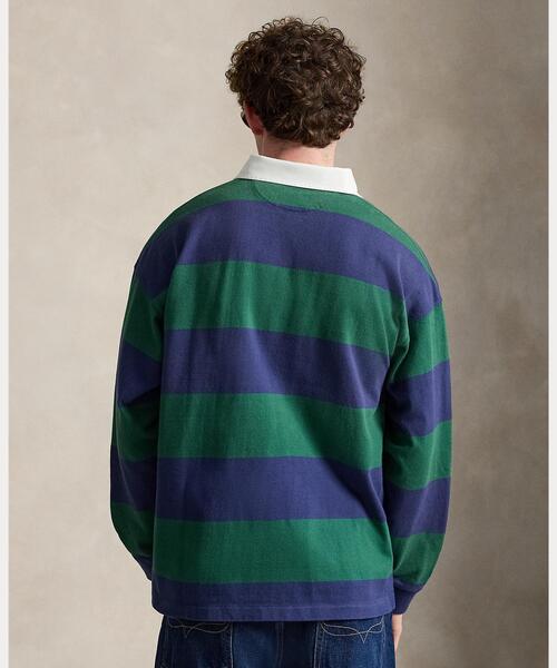 POLO RALPH LAUREN（ポロ ラルフ ローレン）の「ビッグ フィット ストライプド ジャージー ラグビー シャツ（その他トップス・メンズ・グリーン・M/S/L）」の4枚目の写真