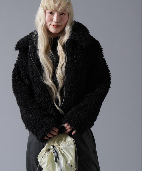 BEAVER（ビーバー）の「B omnivore/ビーオムニボー BOA COLLAR BLOUSON（ブルゾン・レディース・ブラック/ブラウン/オフホワイト・FREE）」の12枚目の写真