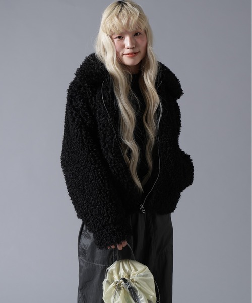 BEAVER（ビーバー）の「B omnivore/ビーオムニボー BOA COLLAR BLOUSON（ブルゾン・レディース・ブラック/ブラウン/オフホワイト・FREE）」の13枚目の写真