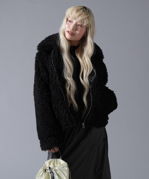 BEAVER（ビーバー）の「B omnivore/ビーオムニボー BOA COLLAR BLOUSON（ブルゾン・レディース・ブラック/ブラウン/オフホワイト・FREE）」の14枚目の写真