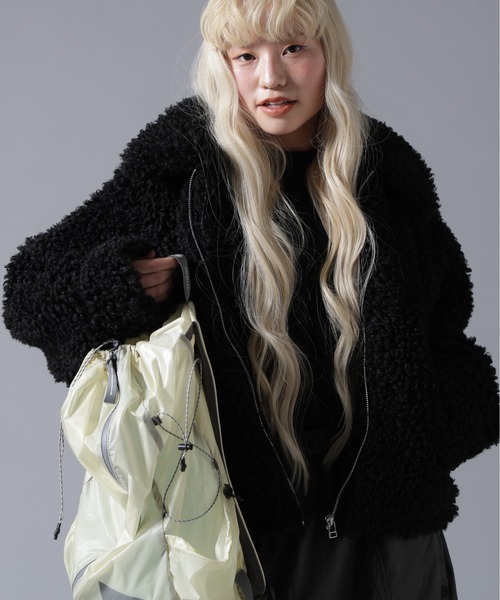 BEAVER（ビーバー）の「B omnivore/ビーオムニボー BOA COLLAR BLOUSON（ブルゾン・レディース・ブラック/ブラウン/オフホワイト・FREE）」の15枚目の写真