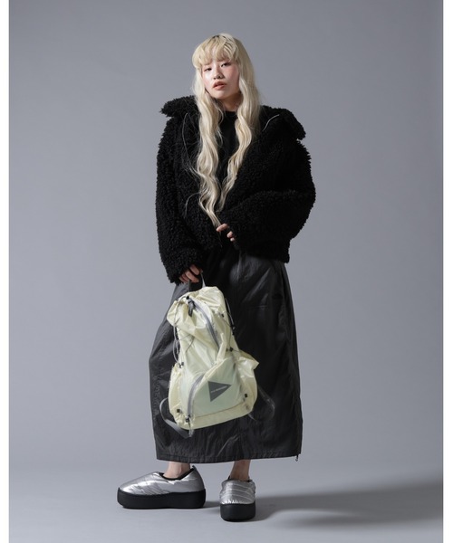 BEAVER（ビーバー）の「B omnivore/ビーオムニボー BOA COLLAR BLOUSON（ブルゾン・レディース・ブラック/ブラウン/オフホワイト・FREE）」の19枚目の写真