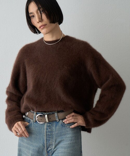 Whim Gazette(ウィムガゼット)の「カシミヤ混ファークルーネックニットプルオーバー(ニット/セーター・レディース・ブラウン/イエロー/ミント/グレー/オフホワイト/ピンク/ネイビー・FREE)」の15枚目の写真
