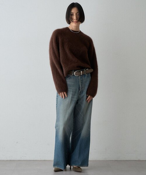Whim Gazette(ウィムガゼット)の「カシミヤ混ファークルーネックニットプルオーバー(ニット/セーター・レディース・ブラウン/イエロー/ミント/グレー/オフホワイト/ピンク/ネイビー・FREE)」の14枚目の写真