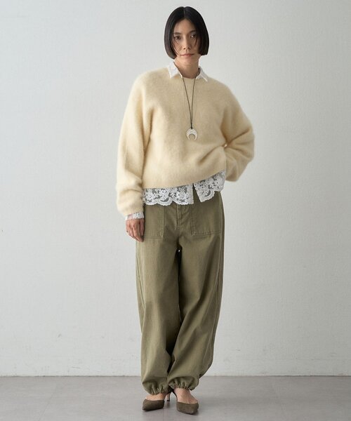 Whim Gazette(ウィムガゼット)の「カシミヤ混ファークルーネックニットプルオーバー(ニット/セーター・レディース・ブラウン/イエロー/ミント/グレー/オフホワイト/ピンク/ネイビー・FREE)」の13枚目の写真
