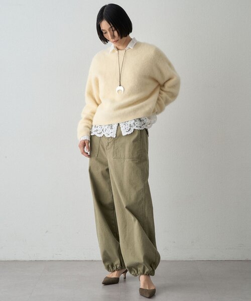 Whim Gazette(ウィムガゼット)の「カシミヤ混ファークルーネックニットプルオーバー(ニット/セーター・レディース・ブラウン/イエロー/ミント/グレー/オフホワイト/ピンク/ネイビー・FREE)」の22枚目の写真