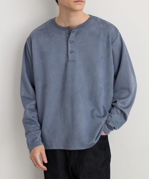MONO-MART(モノマート)の「ソフトフェード コンパクトフィット ヘンリーネック長袖カットソー<イージーケア・UVカット>(Tシャツ/カットソー・メンズ・ダークオリーブ/ブラック/ダークグレー/ダークネイビー/グレイッシュブルー/ダークブラウン系/アイボリー・S/L/M)」の6枚目の写真