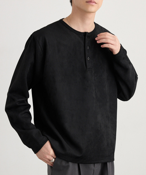 MONO-MART(モノマート)の「ソフトフェード コンパクトフィット ヘンリーネック長袖カットソー<イージーケア・UVカット>(Tシャツ/カットソー・メンズ・ダークオリーブ/ブラック/ダークグレー/ダークネイビー/グレイッシュブルー/ダークブラウン系/アイボリー・S/L/M)」の1枚目の写真