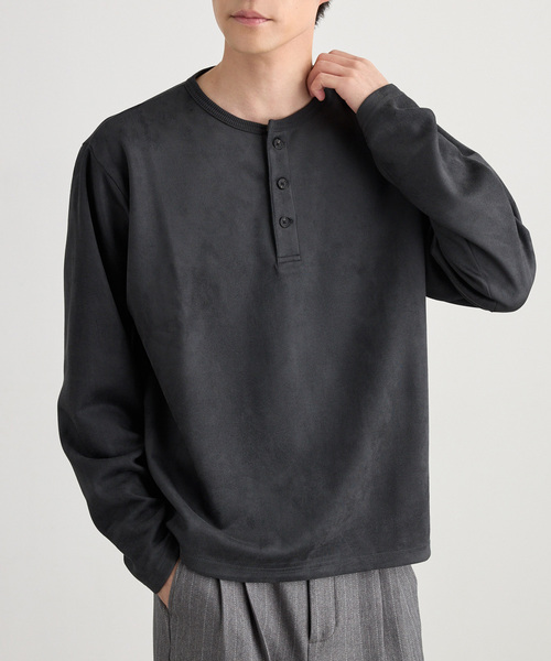 MONO-MART(モノマート)の「ソフトフェード コンパクトフィット ヘンリーネック長袖カットソー<イージーケア・UVカット>(Tシャツ/カットソー・メンズ・ダークオリーブ/ブラック/ダークグレー/ダークネイビー/グレイッシュブルー/ダークブラウン系/アイボリー・S/L/M)」の17枚目の写真