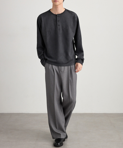 MONO-MART(モノマート)の「ソフトフェード コンパクトフィット ヘンリーネック長袖カットソー<イージーケア・UVカット>(Tシャツ/カットソー・メンズ・ダークオリーブ/ブラック/ダークグレー/ダークネイビー/グレイッシュブルー/ダークブラウン系/アイボリー・S/L/M)」の22枚目の写真