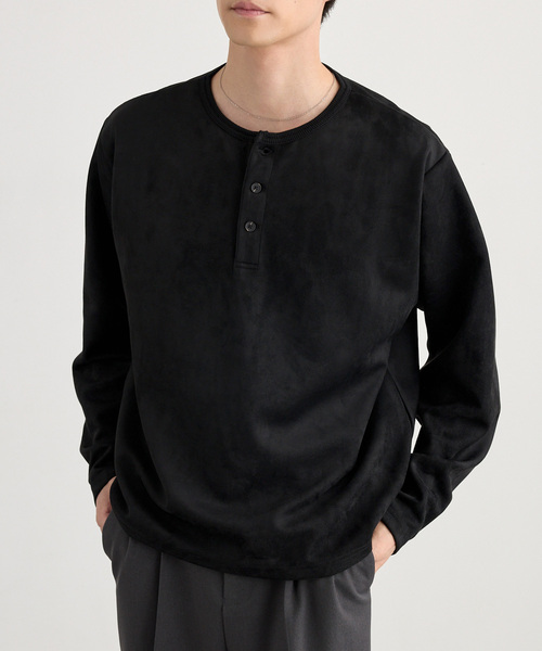 MONO-MART(モノマート)の「ソフトフェード コンパクトフィット ヘンリーネック長袖カットソー<イージーケア・UVカット>(Tシャツ/カットソー・メンズ・ダークオリーブ/ブラック/ダークグレー/ダークネイビー/グレイッシュブルー/ダークブラウン系/アイボリー・S/L/M)」の9枚目の写真