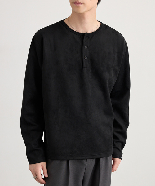 MONO-MART(モノマート)の「ソフトフェード コンパクトフィット ヘンリーネック長袖カットソー<イージーケア・UVカット>(Tシャツ/カットソー・メンズ・ダークオリーブ/ブラック/ダークグレー/ダークネイビー/グレイッシュブルー/ダークブラウン系/アイボリー・S/L/M)」の11枚目の写真