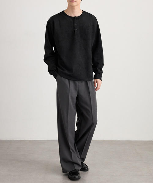 MONO-MART(モノマート)の「ソフトフェード コンパクトフィット ヘンリーネック長袖カットソー<イージーケア・UVカット>(Tシャツ/カットソー・メンズ・ダークオリーブ/ブラック/ダークグレー/ダークネイビー/グレイッシュブルー/ダークブラウン系/アイボリー・S/L/M)」の14枚目の写真