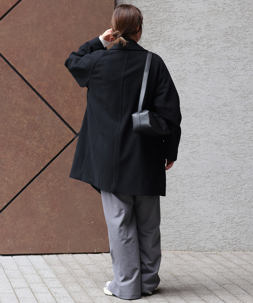 JOURNAL STANDARD relume(ジャーナルスタンダード レリューム)の「《WEB限定追加 / 新色》尾州ウールモッサWブレストハーフコート(その他アウター・レディース・ブラック/ネイビー・38/36)」の7枚目の写真