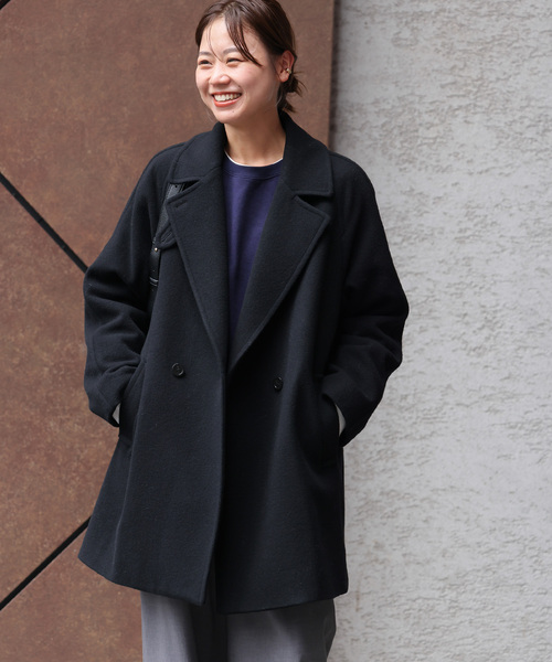 JOURNAL STANDARD relume(ジャーナルスタンダード レリューム)の「《WEB限定追加 / 新色》尾州ウールモッサWブレストハーフコート(その他アウター・レディース・ブラック/ネイビー・38/36)」の8枚目の写真