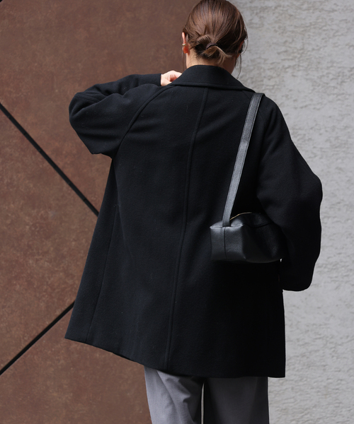 JOURNAL STANDARD relume(ジャーナルスタンダード レリューム)の「《WEB限定追加 / 新色》尾州ウールモッサWブレストハーフコート(その他アウター・レディース・ブラック/ネイビー・38/36)」の10枚目の写真