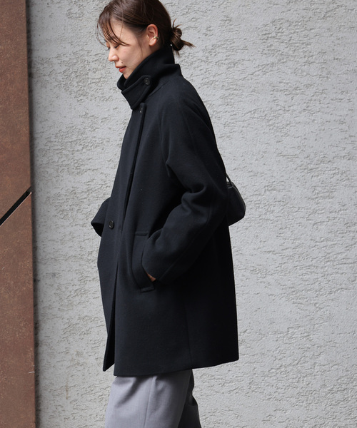 JOURNAL STANDARD relume(ジャーナルスタンダード レリューム)の「《WEB限定追加 / 新色》尾州ウールモッサWブレストハーフコート(その他アウター・レディース・ブラック/ネイビー・38/36)」の13枚目の写真