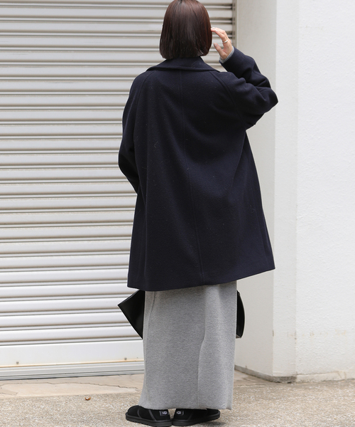 JOURNAL STANDARD relume(ジャーナルスタンダード レリューム)の「《WEB限定追加 / 新色》尾州ウールモッサWブレストハーフコート(その他アウター・レディース・ブラック/ネイビー・38/36)」の18枚目の写真