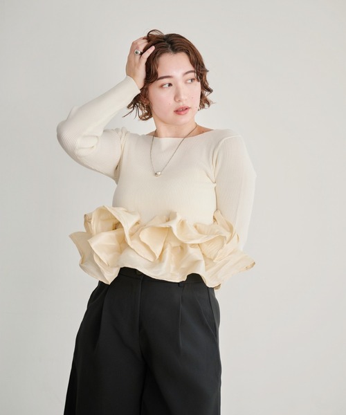 DAESE TOKYO（デセトウキョウ）の「ペプラムティアードプルオーバー（Tシャツ/カットソー・レディース・ブラック/アイボリー/グレー・FREE）」の9枚目の写真