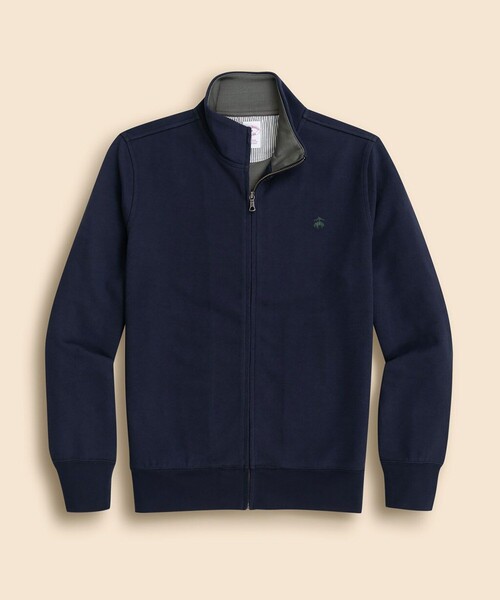 BROOKS BROTHERS(ブルックスブラザーズ)の「コットン/ポリエステル GFロゴ ダブルフェイス モックネック フルジップ(スウェット・メンズ・ネイビー/チャコール・SMALL/MEDIUM/LARGE)」の2枚目の写真