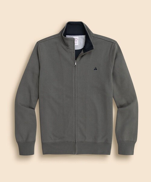 BROOKS BROTHERS(ブルックスブラザーズ)の「コットン/ポリエステル GFロゴ ダブルフェイス モックネック フルジップ(スウェット・メンズ・ネイビー/チャコール・SMALL/MEDIUM/LARGE)」の1枚目の写真