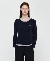 MARITHE + FRANCOIS GIRBAUD | W HENLEY NECK LAYERED LONG SLEEVE TEE(Tシャツ/カットソー)