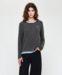 MARITHE + FRANCOIS GIRBAUD（マリテフランソワジルボー）の「W HENLEY NECK LAYERED LONG SLEEVE TEE（Tシャツ/カットソー）」