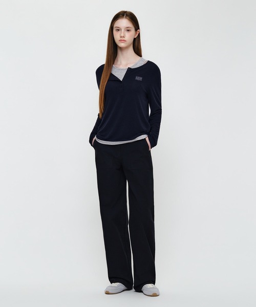 MARITHE + FRANCOIS GIRBAUD（マリテフランソワジルボー）の「W HENLEY NECK LAYERED LONG SLEEVE TEE（Tシャツ/カットソー・レディース・ネイビー/チャコール・SMALL/MEDIUM）」の16枚目の写真
