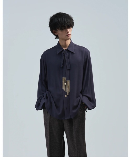 BED J.W. FORD(ベッドフォード)の「【BED J.W. FORD】Ribbon(シャツ/ブラウス・メンズ・ストライプ/ダークネイビー/ブラック・0/1)」の3枚目の写真