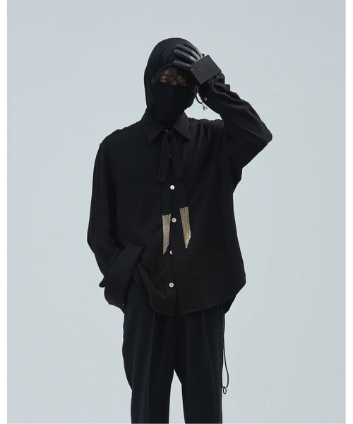 BED J.W. FORD(ベッドフォード)の「【BED J.W. FORD】Ribbon(シャツ/ブラウス・メンズ・ストライプ/ダークネイビー/ブラック・0/1)」の2枚目の写真