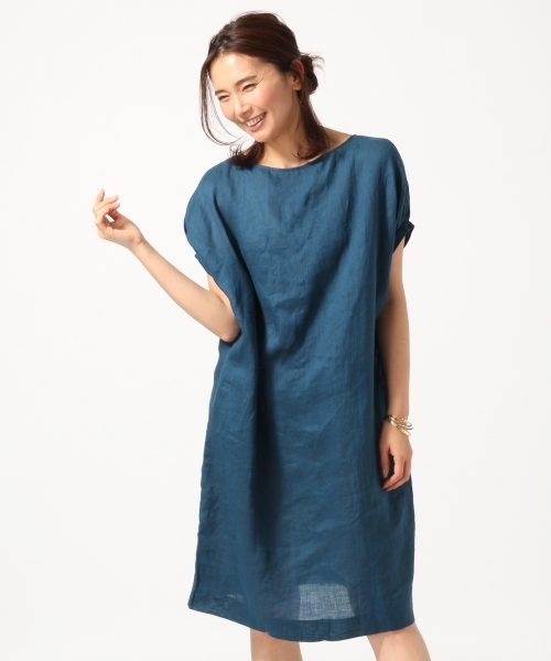 GLOBAL WORK(グローバルワーク)の「【高品質リネン使用】フレンチリネンパフワンピース半袖/715371(ワンピース・レディース・ワインレッド/ホワイト/ブルー/ネイビー・MEDIUM/LARGE)」の3枚目の写真