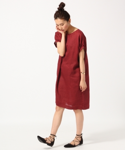GLOBAL WORK(グローバルワーク)の「【高品質リネン使用】フレンチリネンパフワンピース半袖/715371(ワンピース・レディース・ワインレッド/ホワイト/ブルー/ネイビー・MEDIUM/LARGE)」の15枚目の写真