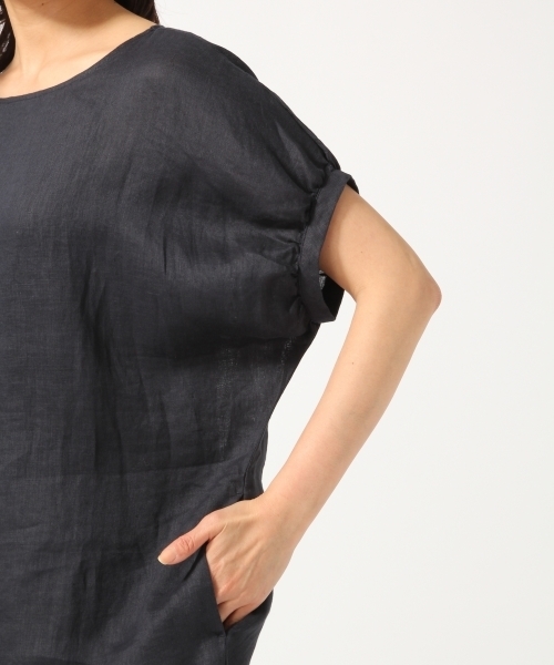 GLOBAL WORK(グローバルワーク)の「【高品質リネン使用】フレンチリネンパフワンピース半袖/715371(ワンピース・レディース・ワインレッド/ホワイト/ブルー/ネイビー・MEDIUM/LARGE)」の8枚目の写真