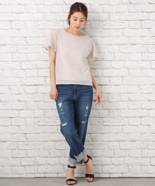 LEPSIM（レプシィム）の「レースカサネソデフレアプルオーバーSS　723971（Tシャツ/カットソー・レディース・ネイビー/オフホワイト/ブラック/グレイッシュベージュ・LARGE/MEDIUM）」の12枚目の写真