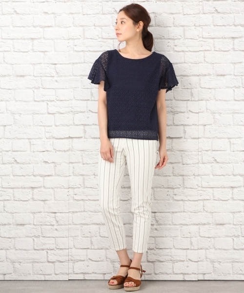 LEPSIM（レプシィム）の「レースカサネソデフレアプルオーバーSS　723971（Tシャツ/カットソー・レディース・ネイビー/オフホワイト/ブラック/グレイッシュベージュ・LARGE/MEDIUM）」の13枚目の写真