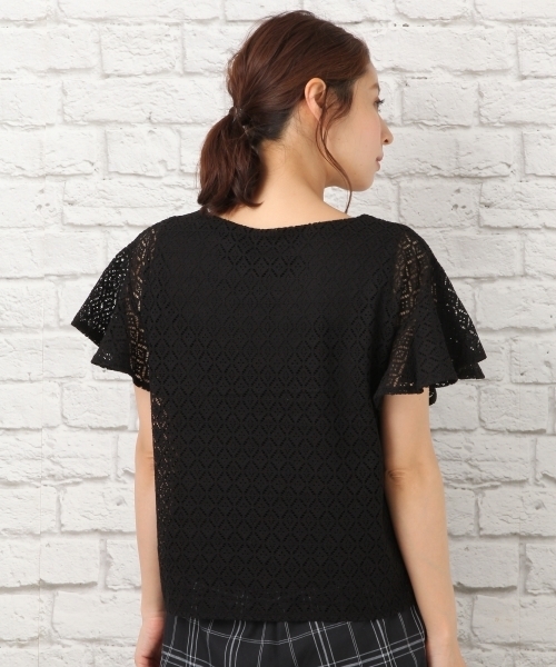 LEPSIM（レプシィム）の「レースカサネソデフレアプルオーバーSS　723971（Tシャツ/カットソー・レディース・ネイビー/オフホワイト/ブラック/グレイッシュベージュ・LARGE/MEDIUM）」の5枚目の写真