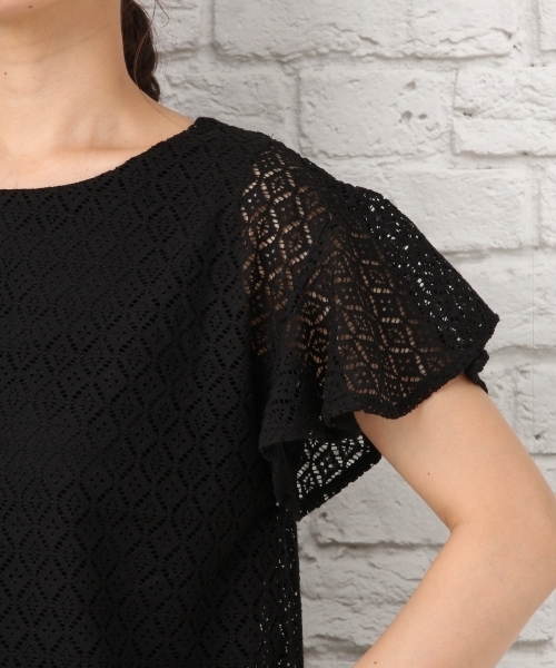 LEPSIM（レプシィム）の「レースカサネソデフレアプルオーバーSS　723971（Tシャツ/カットソー・レディース・ネイビー/オフホワイト/ブラック/グレイッシュベージュ・LARGE/MEDIUM）」の7枚目の写真