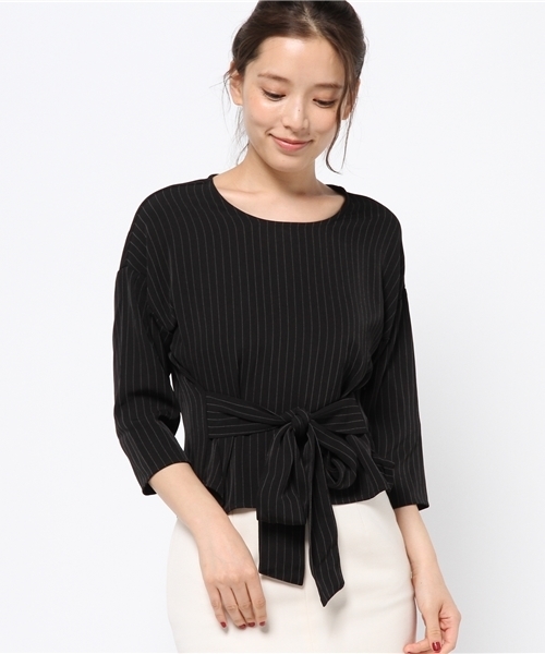 INNOCENT BLUE（イノセントブルー）の「ウエストリボンブラウス（シャツ/ブラウス・レディース・ブラック/ホワイト/ネイビー・MEDIUM/LARGE）」の2枚目の写真