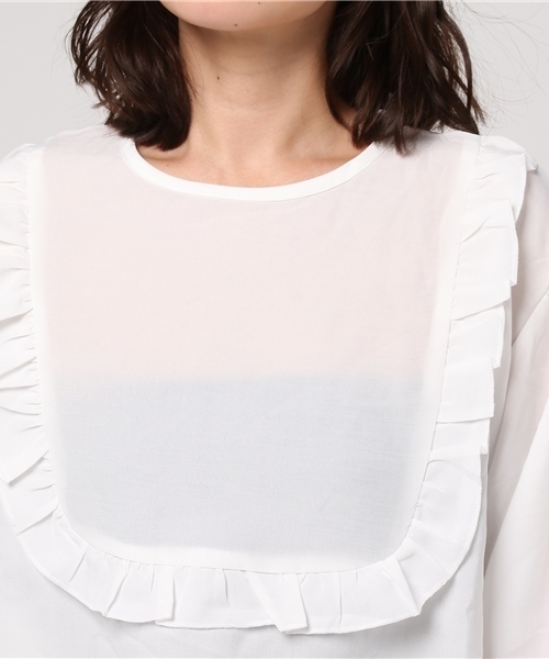 MERLOT（メルロー）の「フロントフリルブラウス 5818（シャツ/ブラウス・レディース・ベージュ/ライトブルー/ホワイト・FREE）」の7枚目の写真