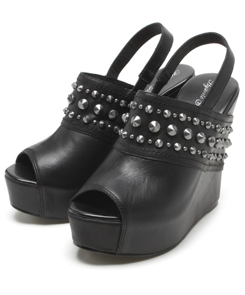 HYSTERIC GLAMOUR（ヒステリックグラマー）の「STUDSレザーウエッジサンダル（スニーカー・レディース・ブラウン/ブラック・23.5cm/24.5cm）」の2枚目の写真