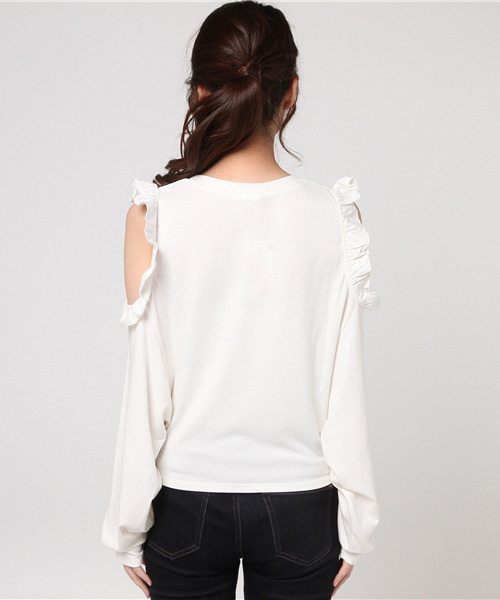 SLY（スライ）の「FRILL OPEN SHOULDER TOPS（Tシャツ/カットソー・レディース・ミント/オフホワイト/ブラック/ライトベージュ・2/1）」の7枚目の写真