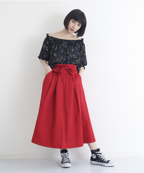 MERLOT（メルロー）の「サッシュベルト付きフレアタックスカート628-5527（スカート・レディース・ベージュ/ネイビー/レッド・FREE）」の14枚目の写真