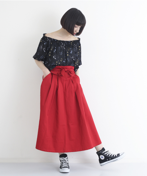 MERLOT（メルロー）の「サッシュベルト付きフレアタックスカート628-5527（スカート・レディース・ベージュ/ネイビー/レッド・FREE）」の15枚目の写真