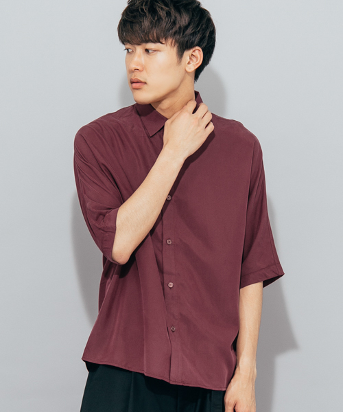 SENSE OF PLACE by URBAN RESEARCH（センスオブプレイスバイアーバンリサーチ）の「モダールドルマンスリーブシャツ(5分袖)（シャツ/ブラウス・メンズ・バーガンディー/ミント/ネイビー・MEDIUM/LARGE）」の3枚目の写真